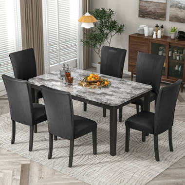 Faux marble best sale dining table set